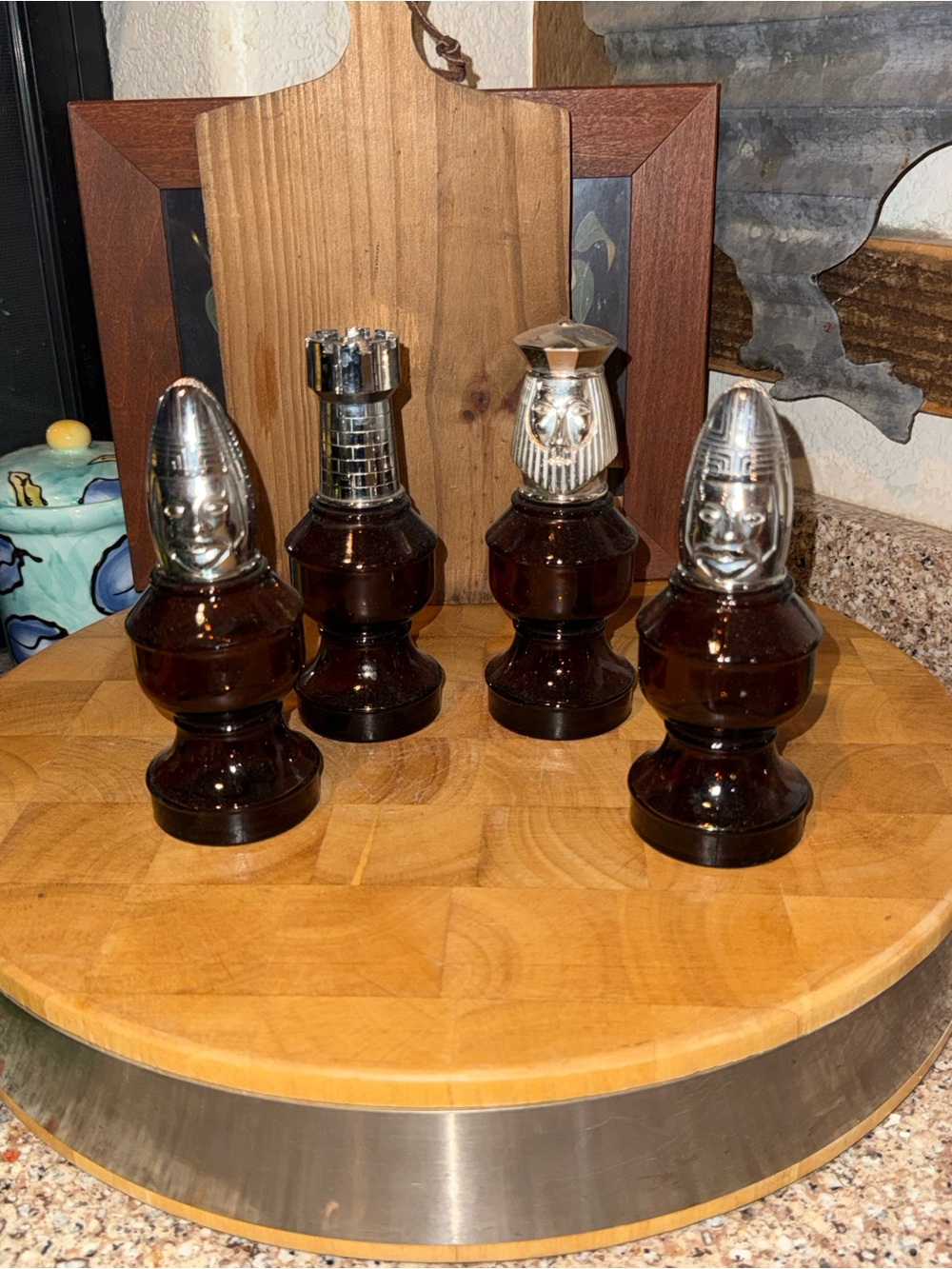 Set of 4 Vintage Avon Tai Winds Amber Glass Cologne Bottles